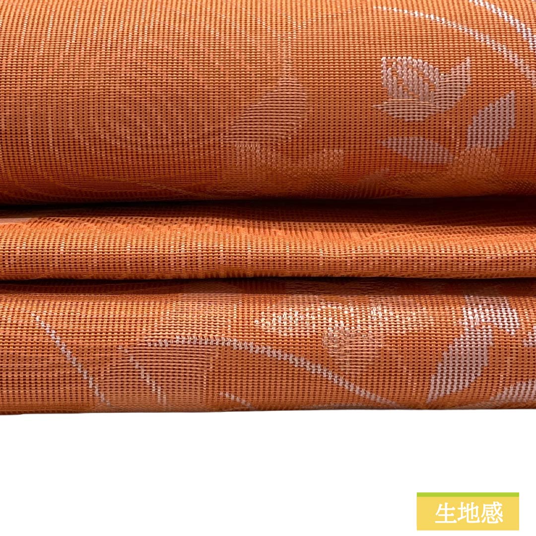 名古屋帯 正絹 Sランク 名古屋仕立て 紅色(べにいろ) 流水 花柄 古典柄 帯丈362cm 全通 カジュアル 橙系 1124013172326