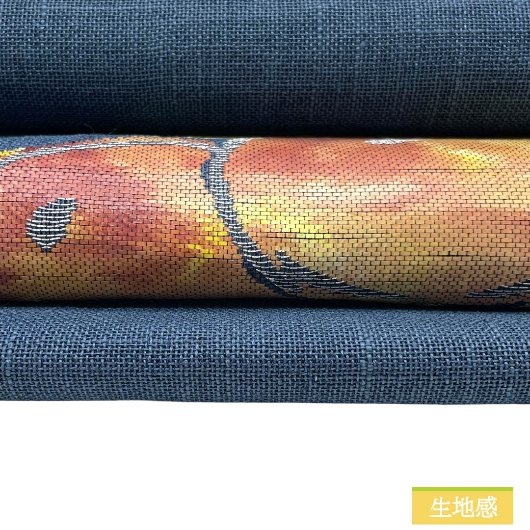 名古屋帯 正絹 Sランク 松葉仕立て 伯林青色(べれんすいろ) 夏帯 植物柄 帯丈358cm ポイント柄 カジュアル 紺系 1124012902318