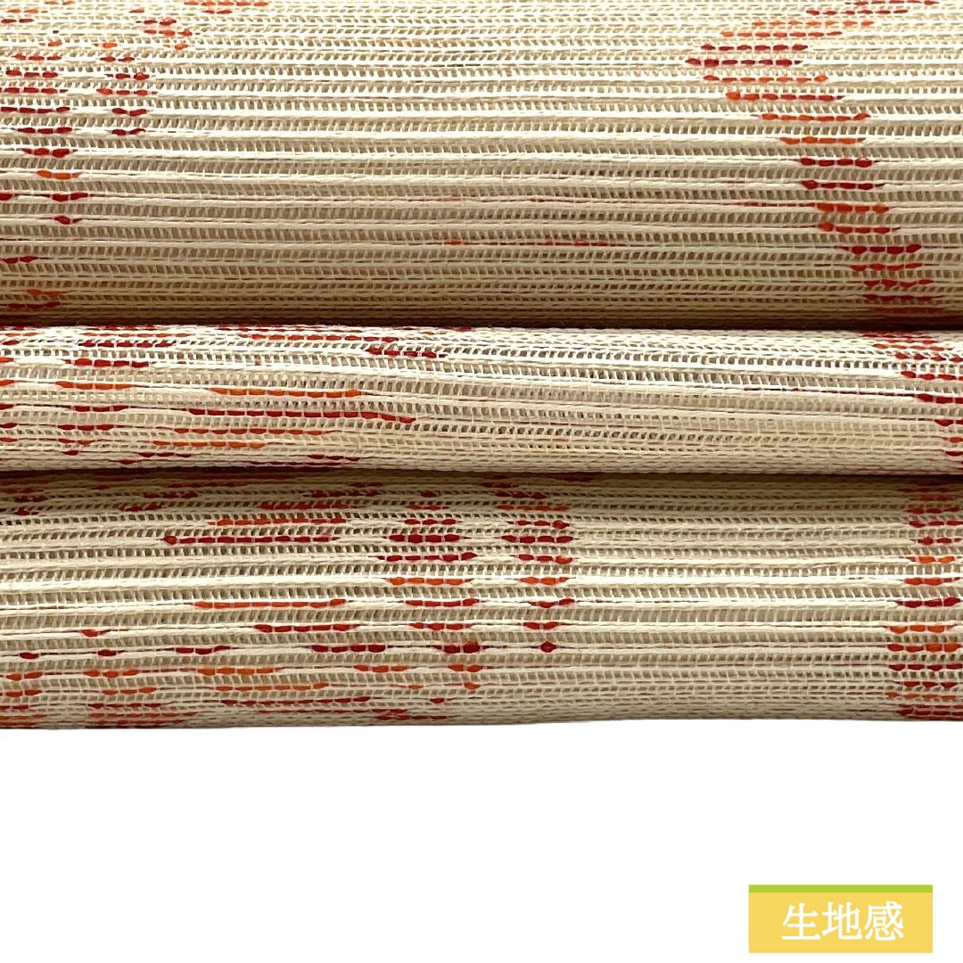 名古屋帯 正絹 Aランク 松葉仕立て 乳白色(にゅうはくしょく) 夏帯 麻の葉模様 古典柄 帯丈361cm 六通 カジュアル 白系 1124012813311