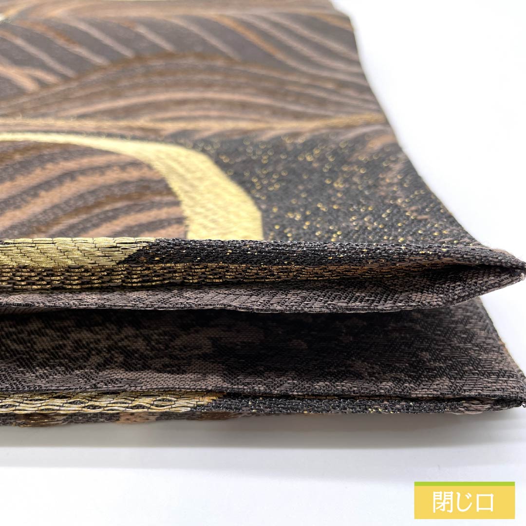袋帯 正絹 墨色(すみいろ) 西陣織 抽象模様 帯丈446cm Sランク 六通 セミフォーマル 黒系 1123012892310
