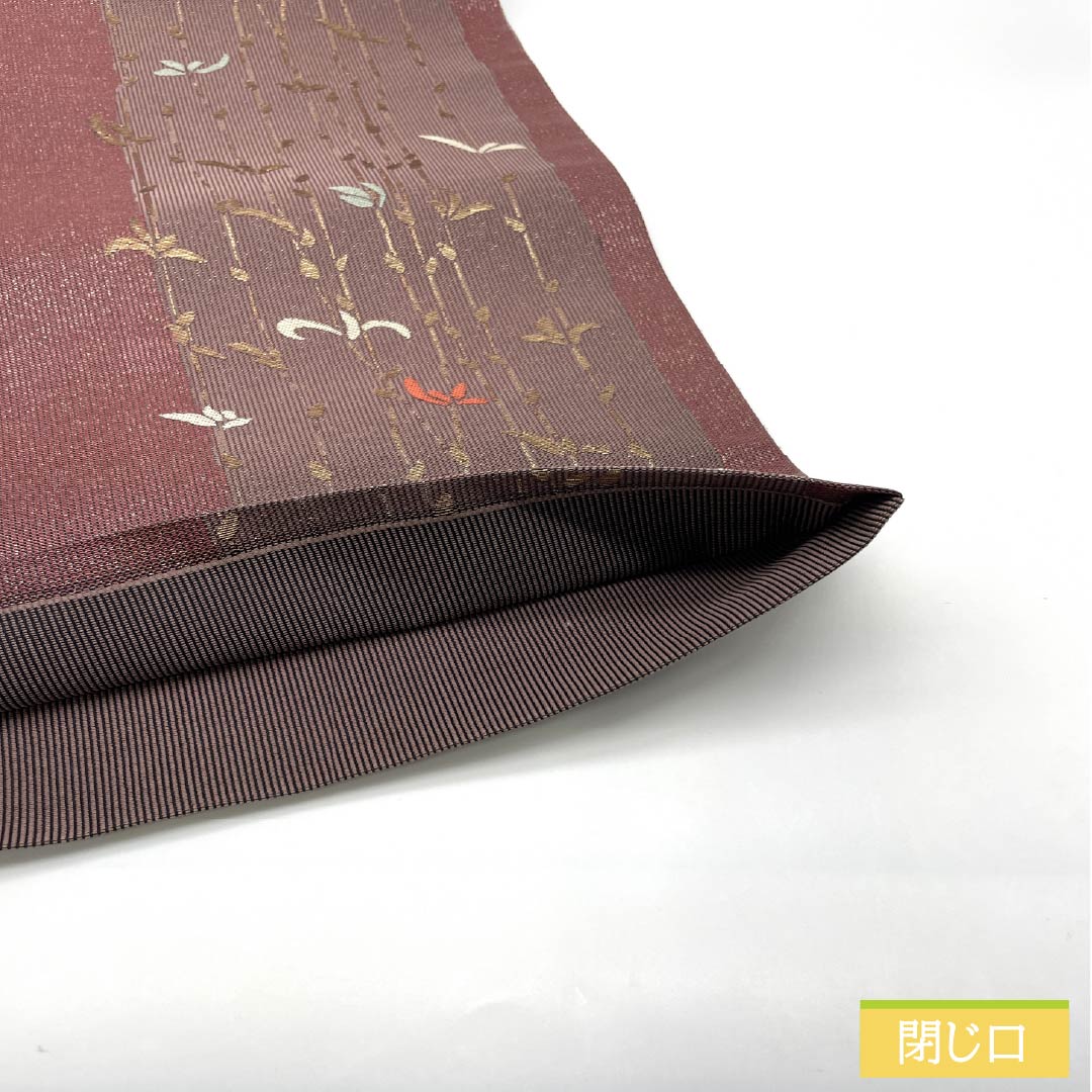 袋帯 正絹 Sランク 草花模様 西陣織 帯丈424cm 六通 カジュアル 紫系 1123015872320