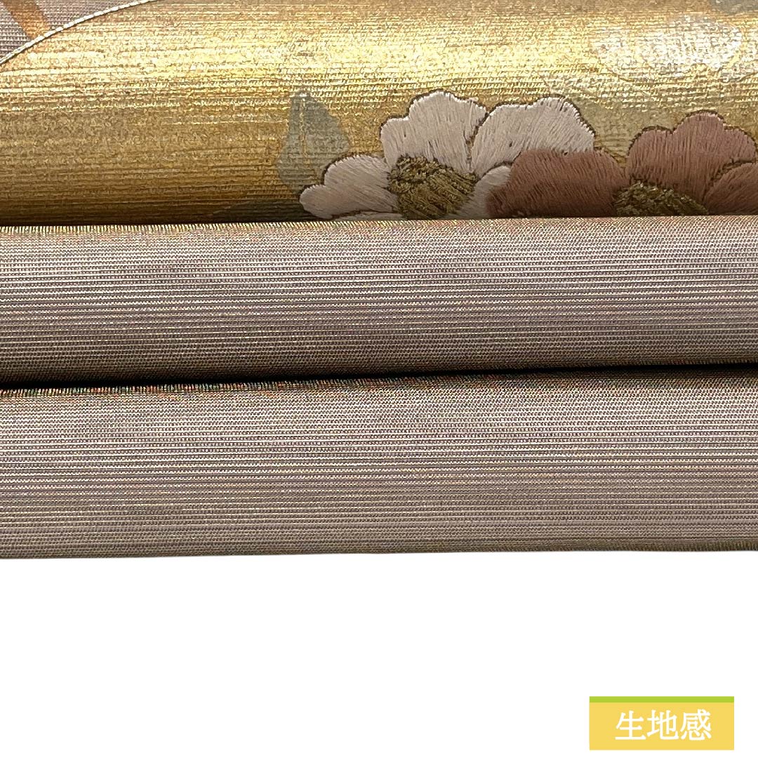 名古屋帯 正絹 Sランク 名古屋仕立て 都鼠色(みやこねずいろ) 古典柄 扇面 草花 帯丈356cm ポイント柄 セミフォーマル 紫系 1124012532320