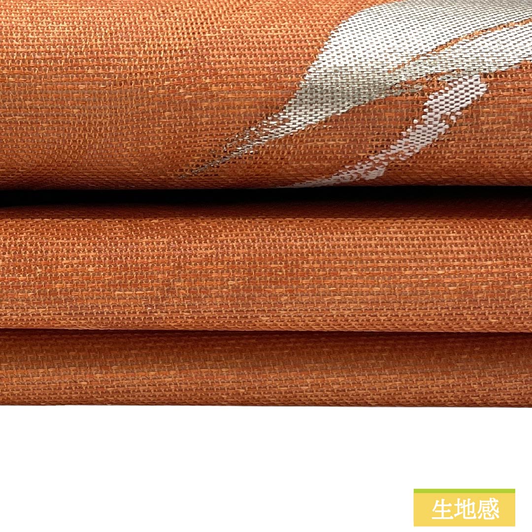 名古屋帯 正絹 Aランク 名古屋仕立て 鉛丹色(えんたんいろ) 夏帯 木の実 南天 帯丈362cm ポイント柄 セミフォーマル 橙系 1124012973326