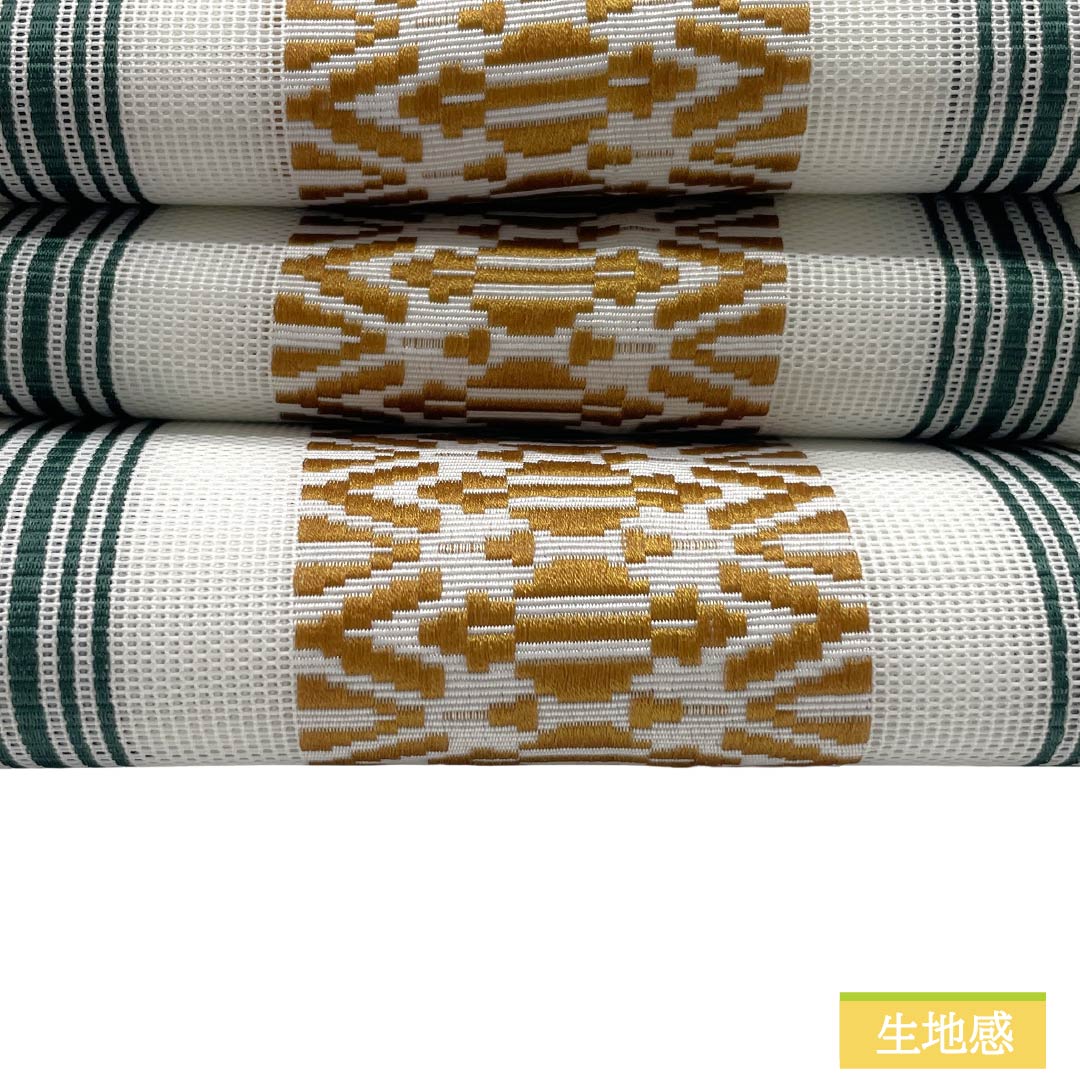 名古屋帯 ポリエステル Sランク 開き仕立て 白色(しろいろ) 献上柄 夏帯 長尺 帯丈398cm 全通 カジュアル 白系 1124013242411