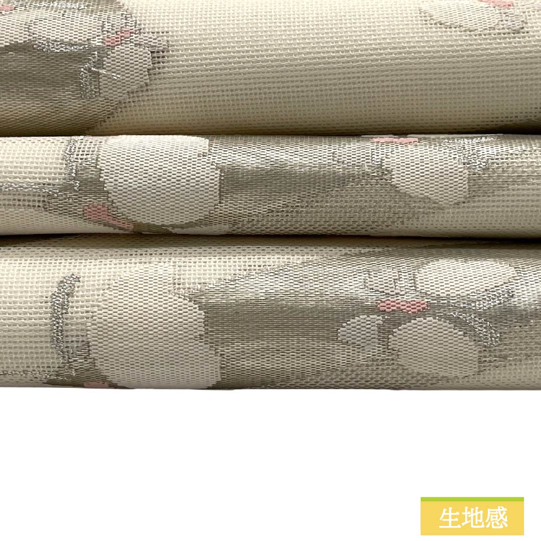 名古屋帯 正絹 Sランク 名古屋仕立て 乳白色(にゅうはくしょく) 蝶 夏帯 帯丈349cm 六通 セミフォーマル 白系 1124013152311