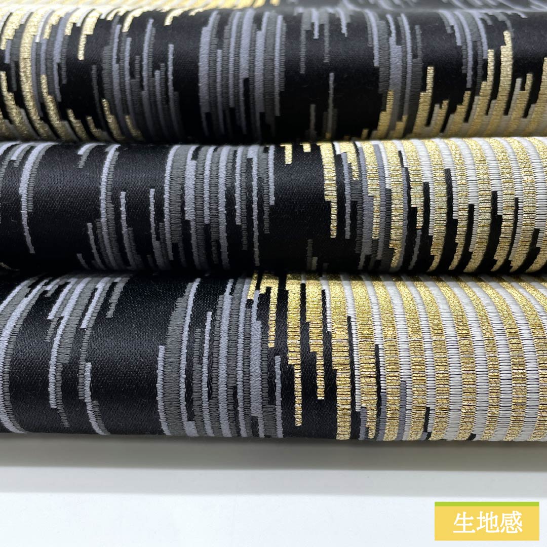 袋帯 正絹 黒色(くろいろ) 西陣織 抽象模様 帯丈448cm Sランク 六通 セミフォーマル 黒系 1123012722310