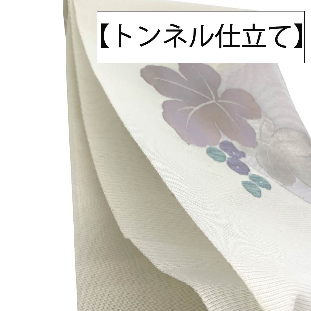 名古屋帯 正絹 Aランク 松葉仕立て 乳白色(にゅうはくしょく) 抽象植物模様 夏帯 長尺 帯丈380cm ポイント柄 セミフォーマル 白系 1124013133411
