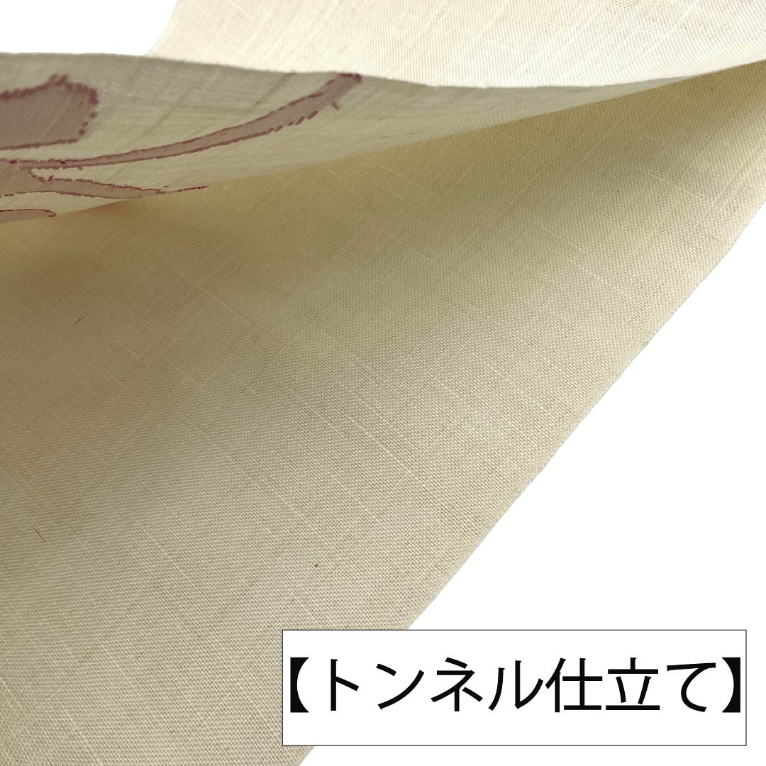名古屋帯 麻 Aランク 松葉仕立て 生成り色(きなりいろ) 抽象柄 宮岸織物 夏帯 帯丈351cm ポイント柄 カジュアル 白系 1124013343311