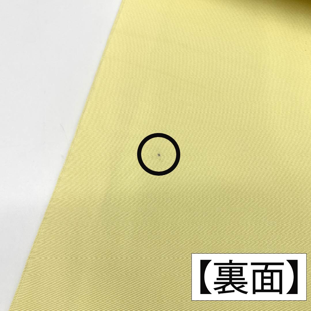 名古屋帯 正絹 Aランク 名古屋仕立て 淡黄檗色(うすきはだいろ) 作家物 塩瀬 しつけ付き 帯丈365cm ポイント柄 カジュアル 黄系 1124012593323