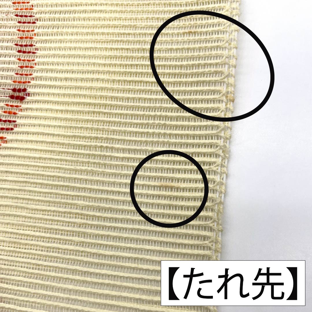 名古屋帯 正絹 Aランク 松葉仕立て 乳白色(にゅうはくしょく) 夏帯 麻の葉模様 古典柄 帯丈361cm 六通 カジュアル 白系 1124012813311