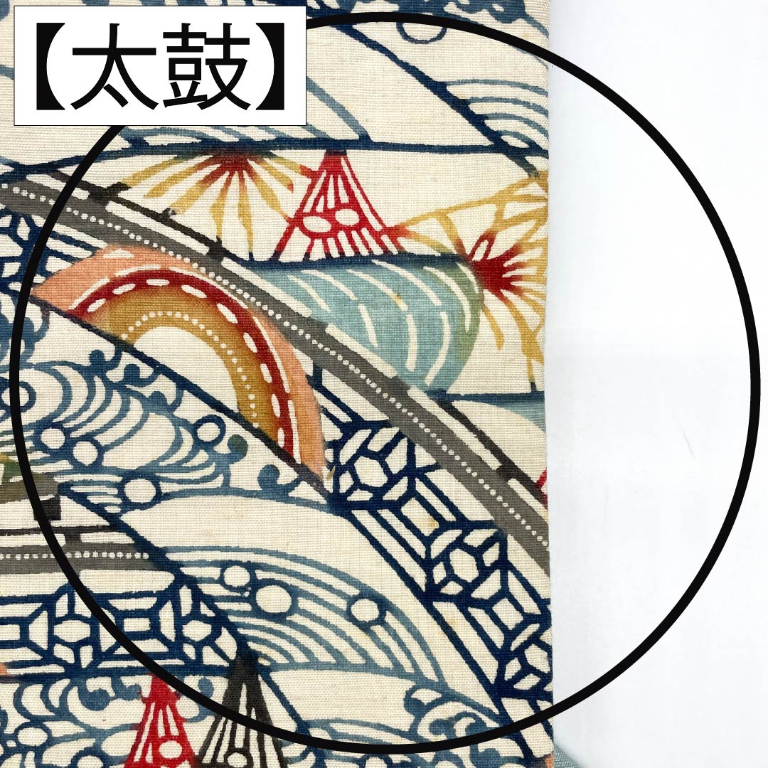 名古屋帯 正絹 Aランク 名古屋仕立て 白色(しろいろ) 型染 砧青磁色(きぬたせいじいろ) 風景柄 帯丈333cm 六通 カジュアル 白系 1124012223311