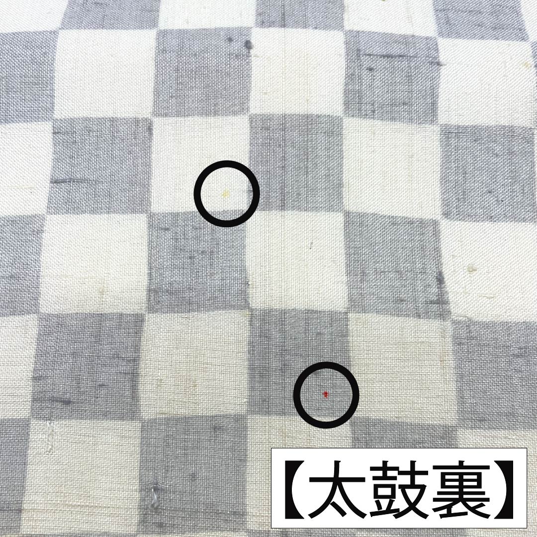 名古屋帯 正絹 Sランク 名古屋仕立て 紬地 京紅型 市松 草葉模様 帯丈363cm ポイント柄 カジュアル 白系 1124014042311