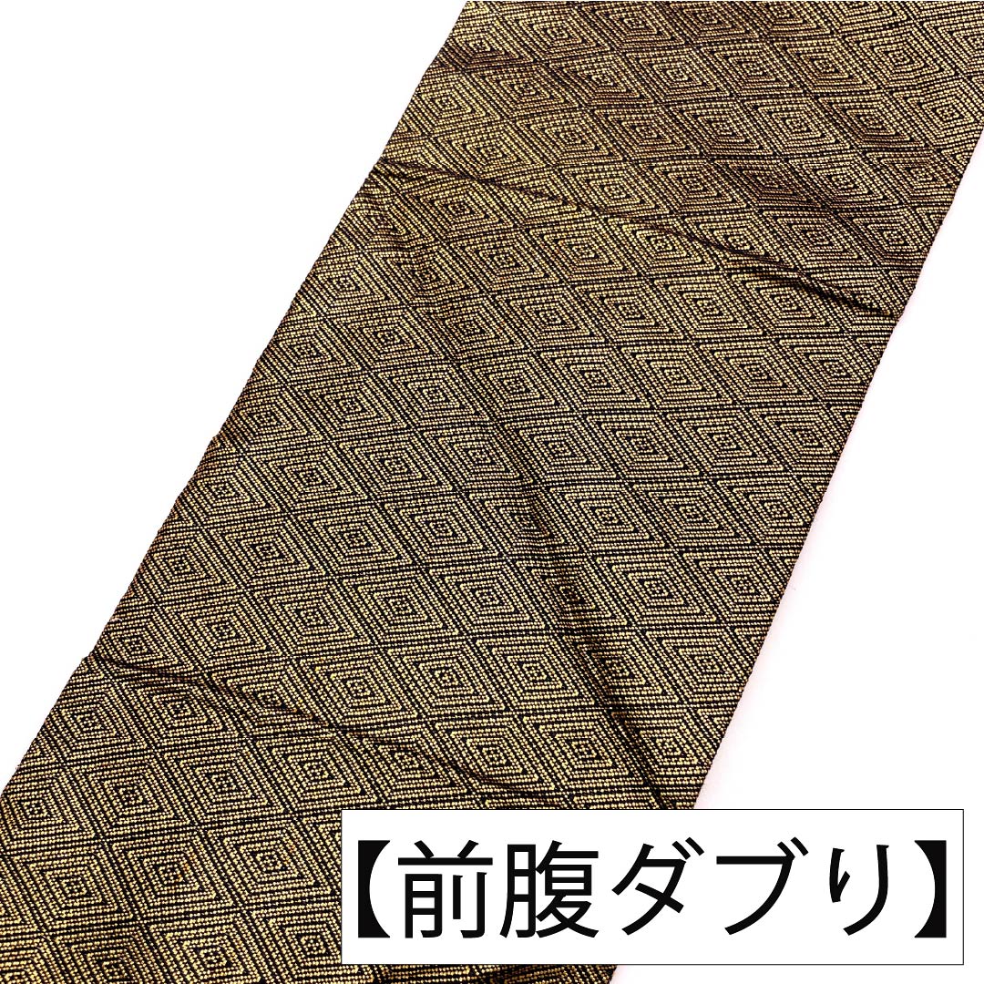 名古屋帯 正絹 Aランク 名古屋仕立て 金色(きんいろ) 佐賀錦 古典柄 亀甲 帯丈353cm ポイント柄 セミフォーマル 金系 1124012543321