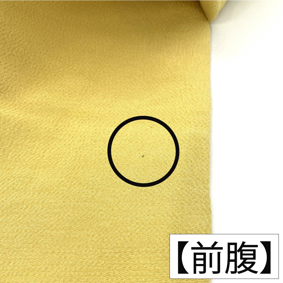 名古屋帯 正絹 Bランク 支子色(くちなしいろ) 染め帯 ちりめん地 抽象花模様 帯丈352cm ポイント柄 カジュアル 黄系 1124011514323 名古屋仕立て