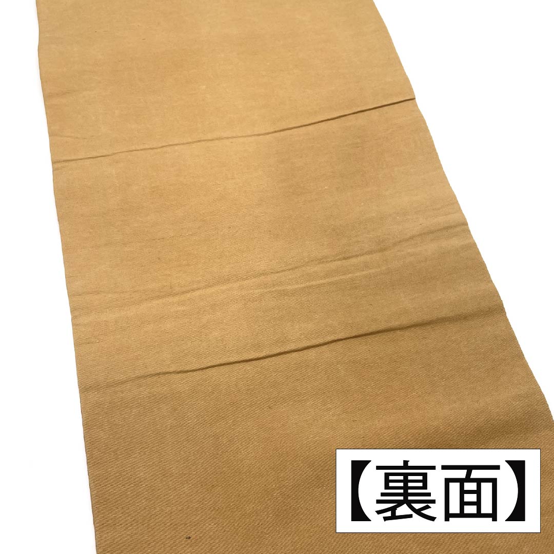 (京袋帯)名古屋帯 正絹 Aランク 丁子色(ちょうじいろ) 京紅型 花柄 古典柄 帯丈306cm 六通 カジュアル ベージュ系 1124011133325 名古屋仕立て