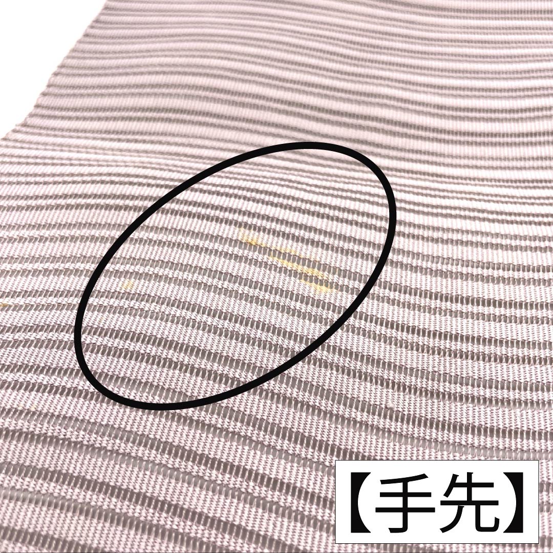 名古屋帯 正絹 Aランク 松葉仕立て 薄梅鼠色(うすうめねずいろ) 夏帯 変わり絽 無地 帯丈358cm 全通 カジュアル ピンク系 1124013053313