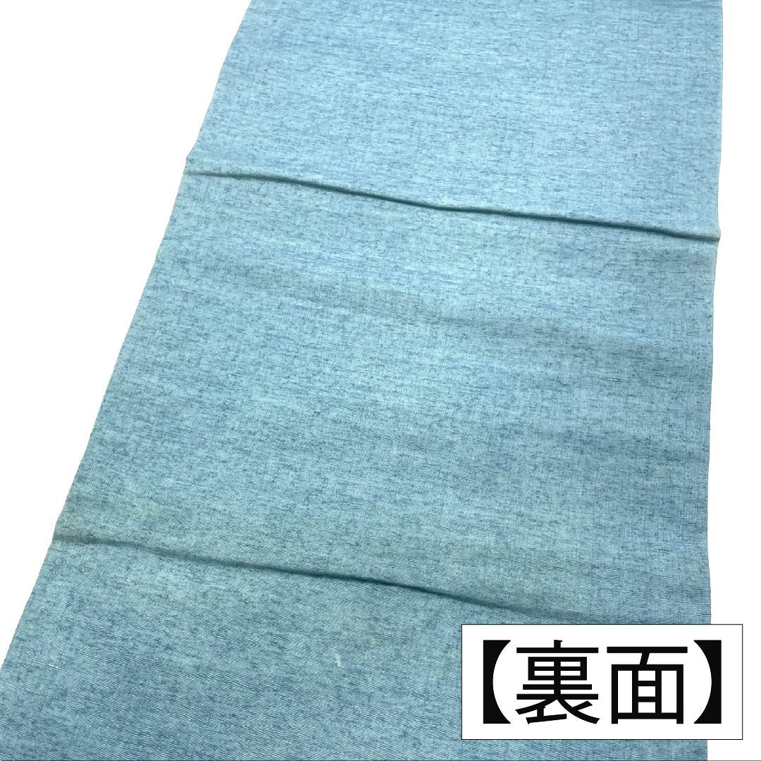名古屋帯 正絹 Aランク 名古屋仕立て 沈香茶色(とのちゃいろ) 染め帯 オシドリ 紬地 帯丈348cm ポイント柄 カジュアル 青系 1124012203317