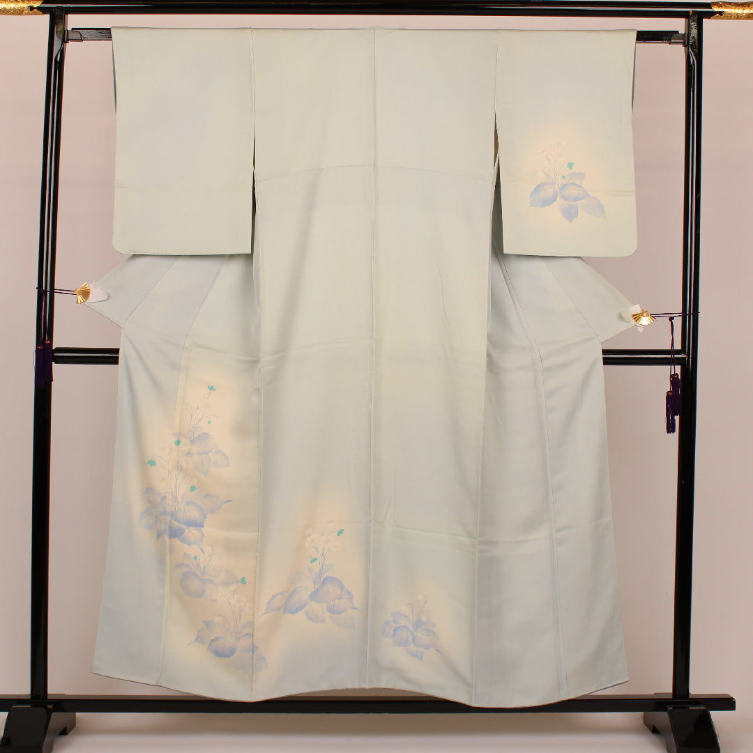 訪問着 身丈156cm 裄丈61cm 草花 正絹 袷 青系 1112000122317