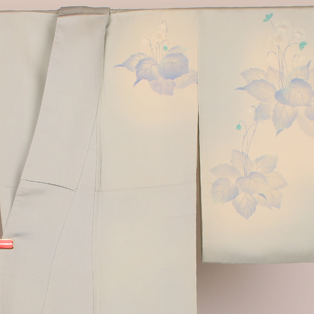 訪問着 身丈156cm 裄丈61cm 草花 正絹 袷 青系 1112000122317