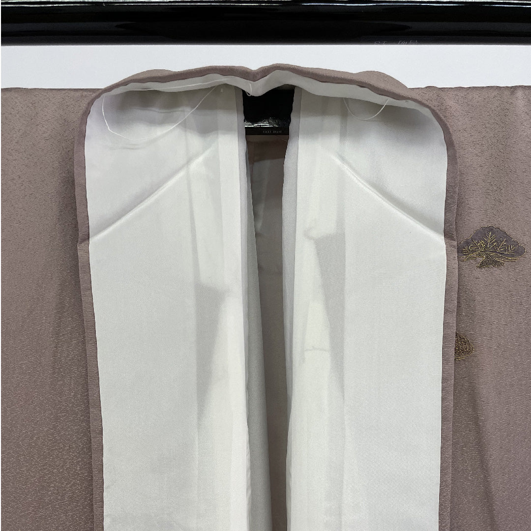 Homongi, Length 160.5cm, Sleeve length 65cm, Pine embroidery, Pure silk, Lined, Pink, 1112000103413