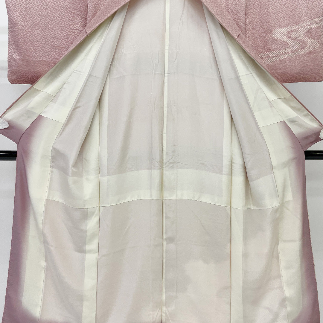 訪問着 身丈152cm 裄丈63cm 流水に鏡文 正絹 絞り 袷 Aランク 紫系 1112000223220