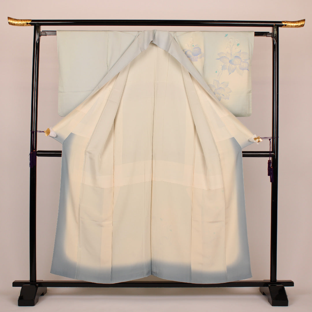 訪問着 身丈156cm 裄丈61cm 草花 正絹 袷 青系 1112000122317