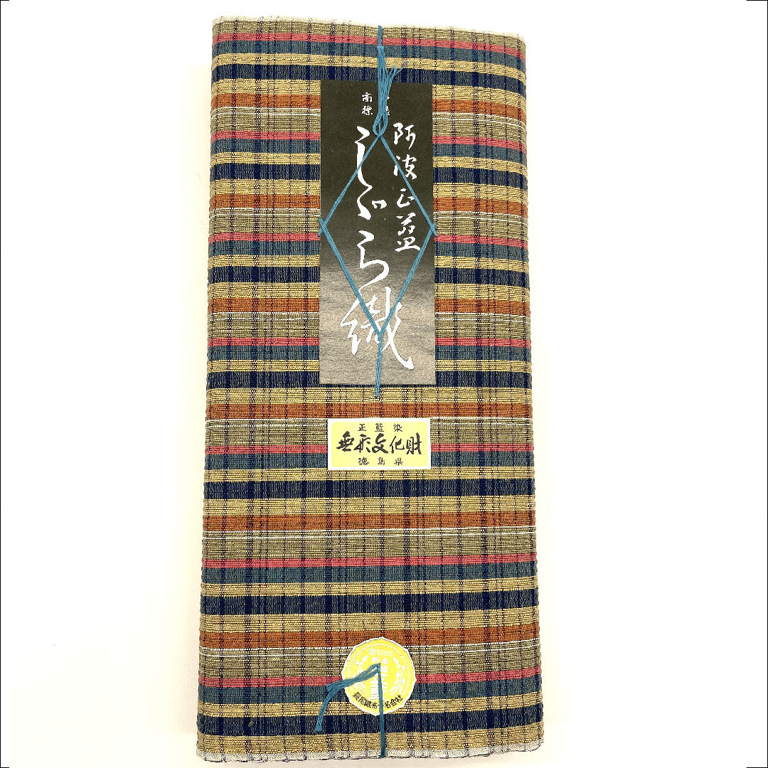 (新品)浴衣 阿波しじら 格子 反物 無形文化財 木綿 Newランク 単衣 茶系 1118000432114