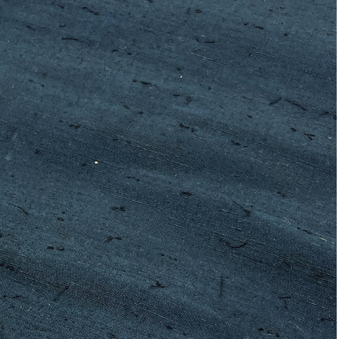 Men's cloth, pure silk, Yuki Tsumugi and Hige Tsumugi ensemble, S rank, navy blue, 1130000162918