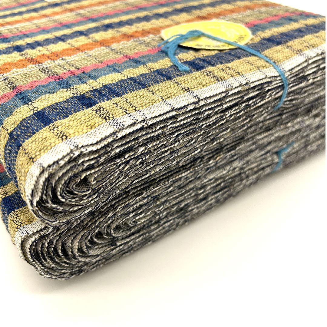 (新品)浴衣 阿波しじら 格子 反物 無形文化財 木綿 Newランク 単衣 茶系 1118000432114