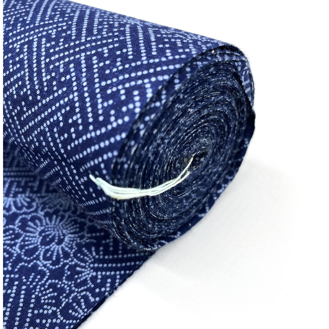 Yukata Chikusen Fabric Flower Saaya Pattern Cotton S Rank Single Layer Navy Blue 1118000482118