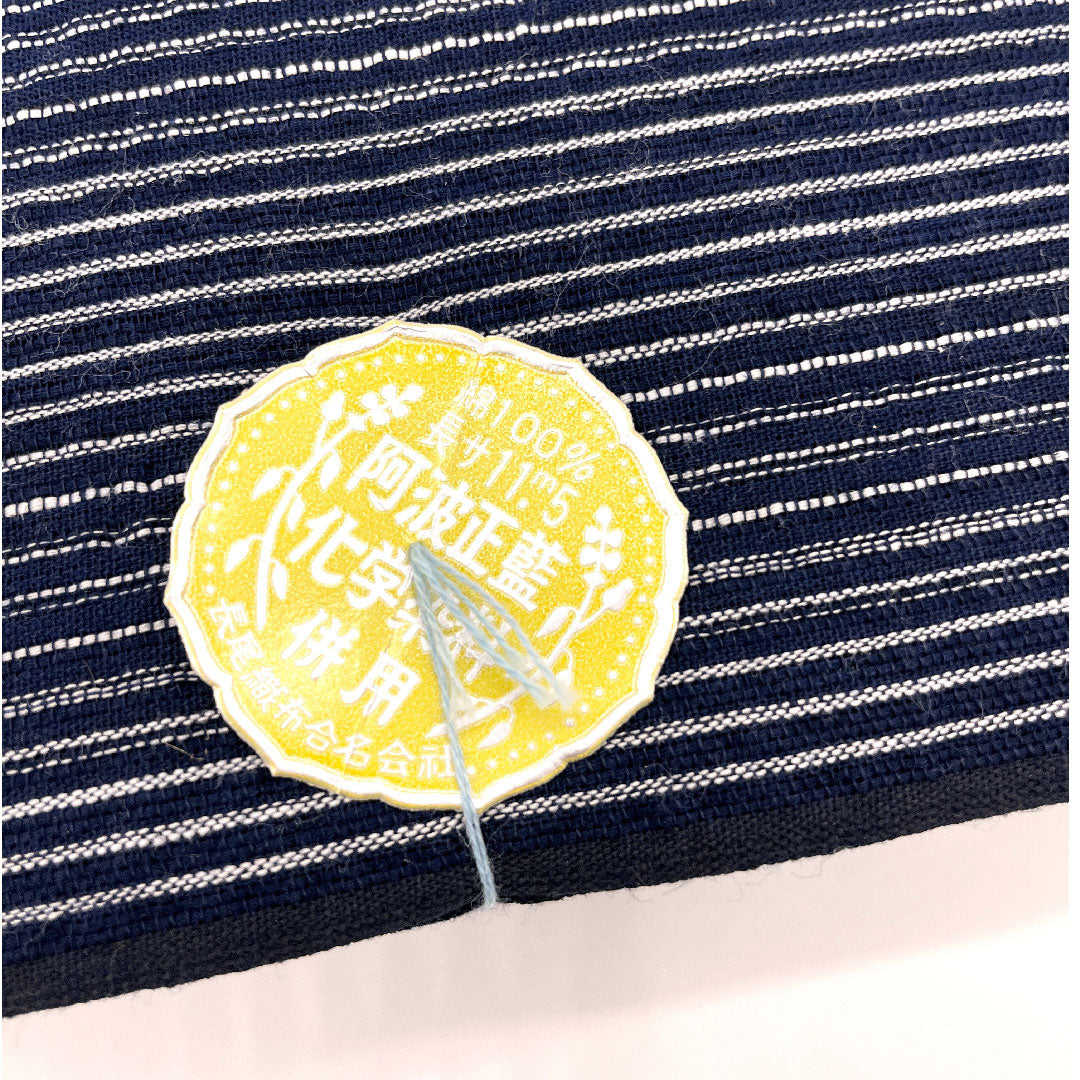 浴衣 阿波しじら 格子 反物 無形文化財 木綿 Sランク 単衣 紺系 1118000562118