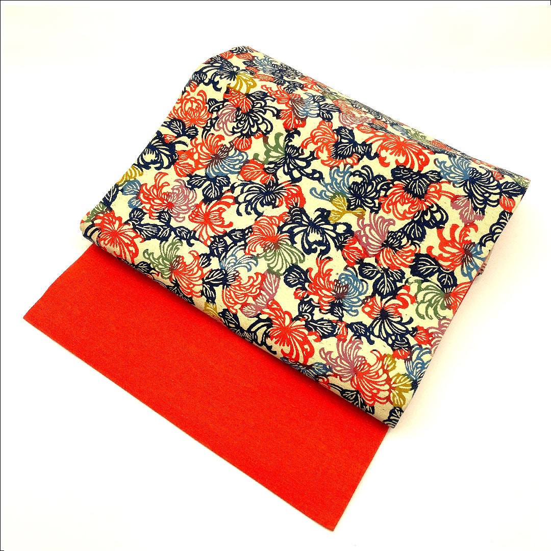 名古屋帯 紬 菊 京紅型 帯丈351cm 正絹 Aランク 六通 カジュアル 白系 1124000922311 名古屋仕立て