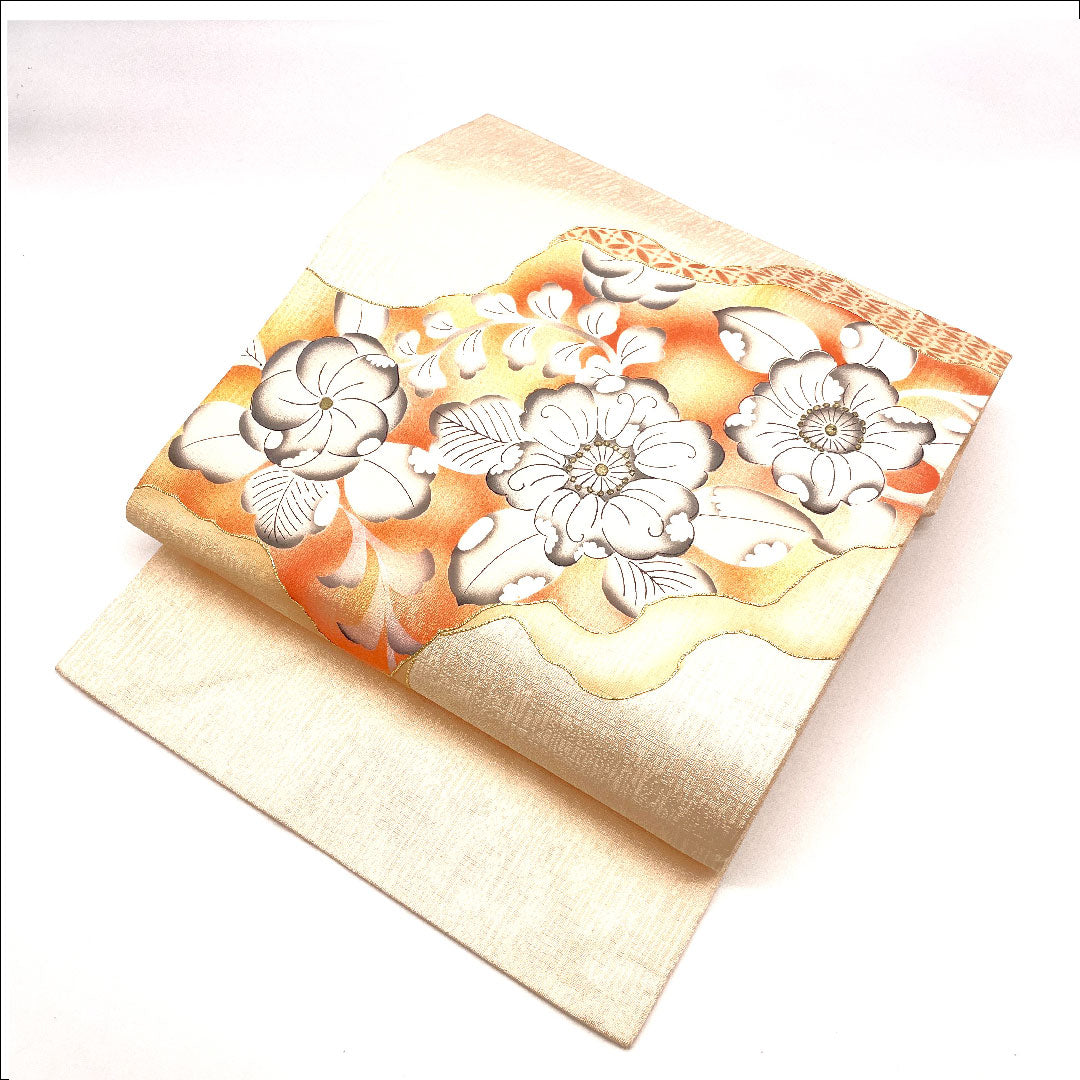 名古屋帯 辻ヶ花 金駒刺繍 帯丈357cm 正絹 Aランク ポイント柄 カジュアル ピンク系 1124001092313 名古屋仕立て