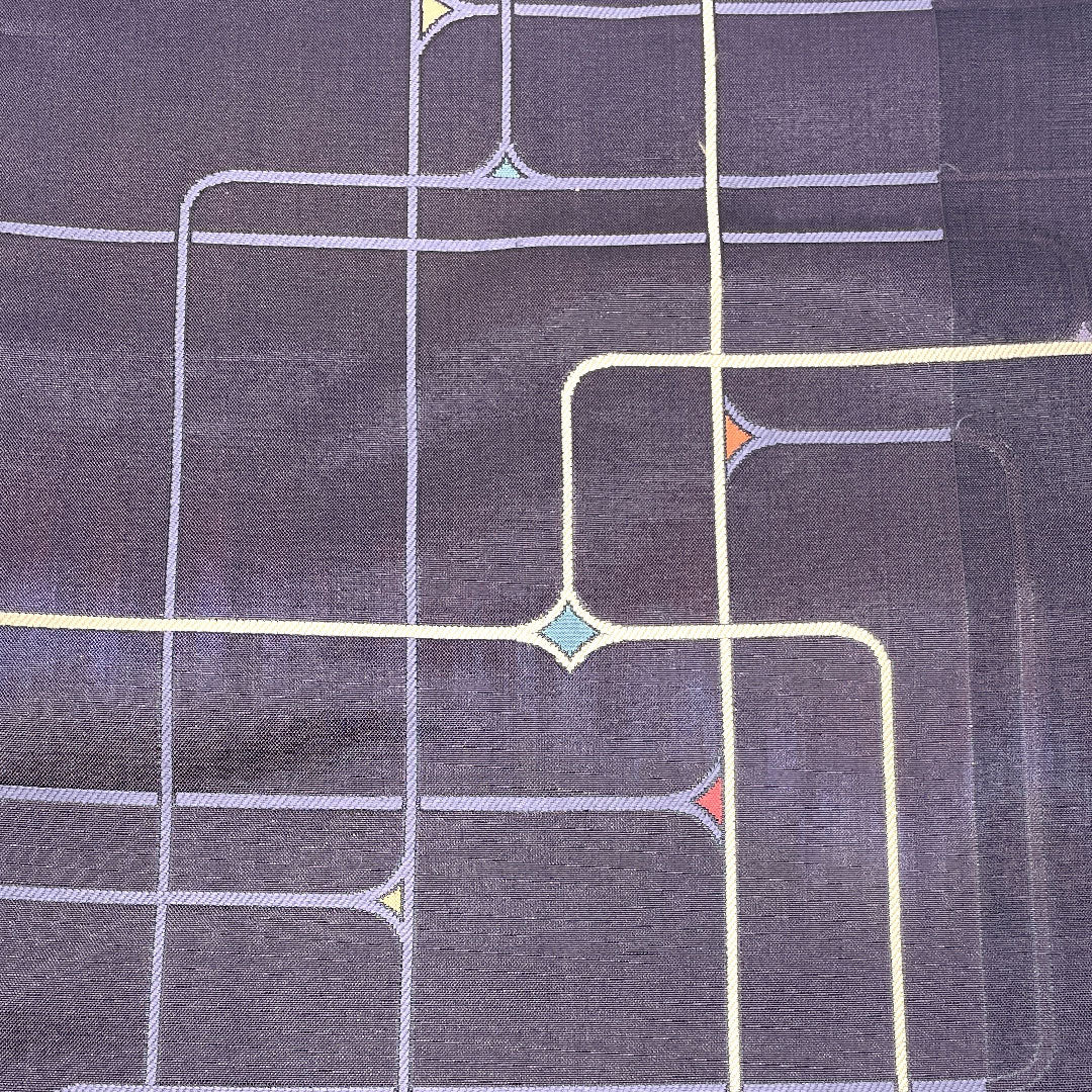 袋帯 抽象模様 帯丈436cm 正絹 Sランク 六通 カジュアル 紫系 1123001482320