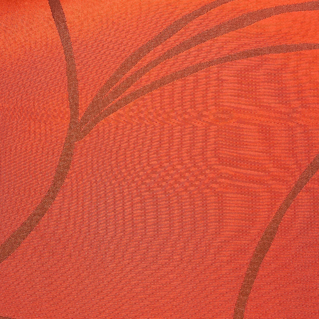 袋帯 シンプル 線 帯丈438cm 正絹 Sランク 六通 カジュアル 朱系 1123002122316