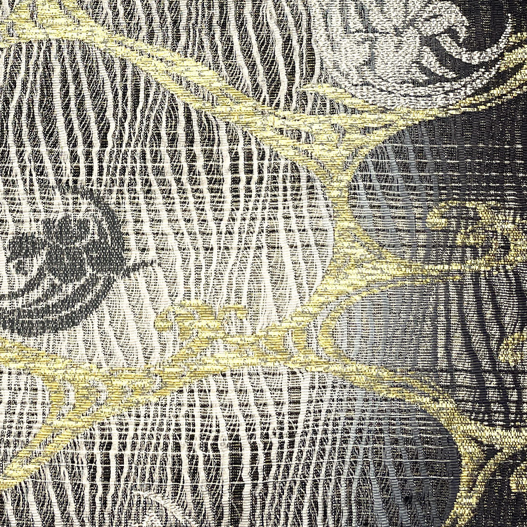 袋帯 本泥染 流水 菖蒲 帯丈442cm 正絹 Sランク 六通 セミフォーマル 黒系 1123001692310