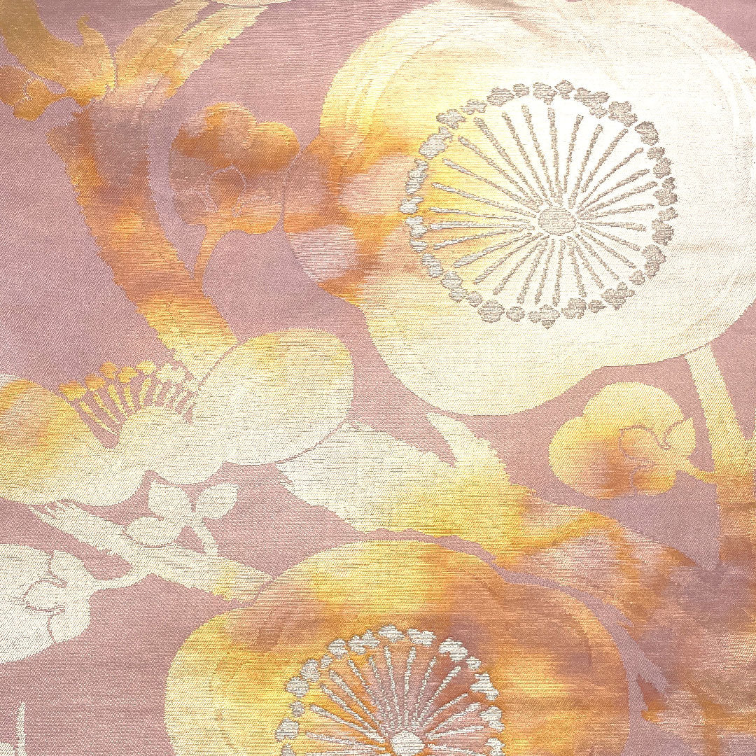 袋帯 梅 焼箔 帯丈429cm 正絹 Sランク 六通 セミフォーマル 紫系 1123002332320