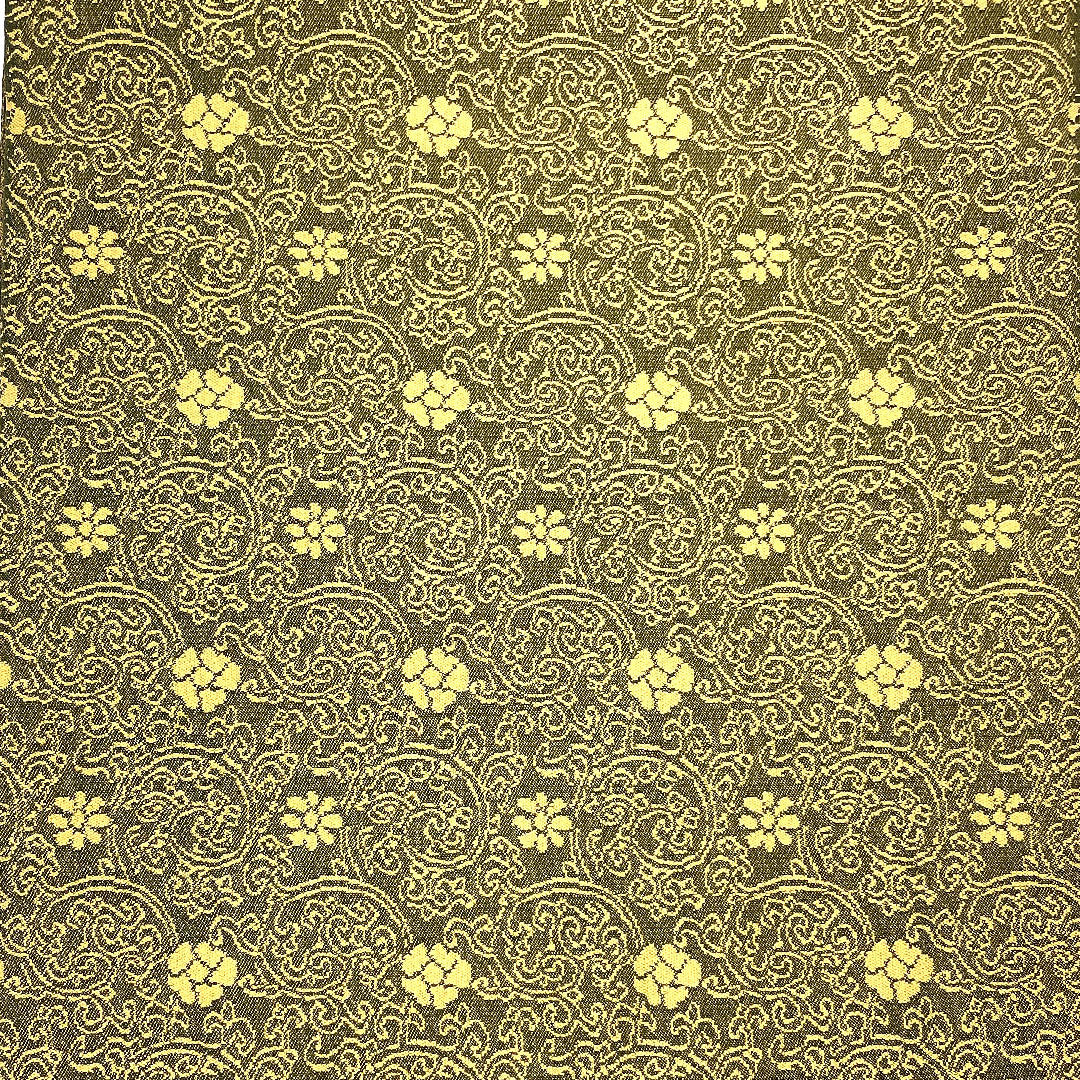 袋帯 龍村製 本袋 定家緞子 帯丈408cm 正絹 Sランク 全通 カジュアル 緑系 1123002282319