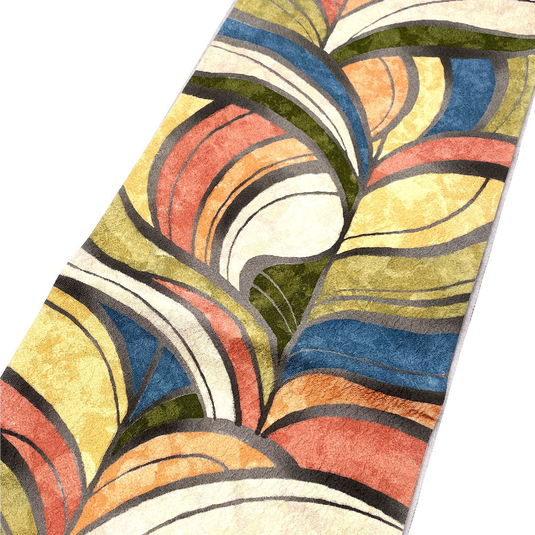 袋帯 抽象模様 カラフル 帯丈431cm 正絹 Sランク 全通 カジュアル グレー系 1123001722322