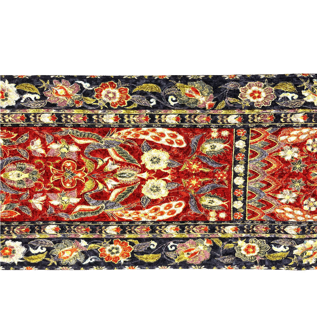 袋帯 花鳥模様 更紗模様 リバーシブル 帯丈450cm 正絹 Sランク 全通 カジュアル 紺系 1123001392318