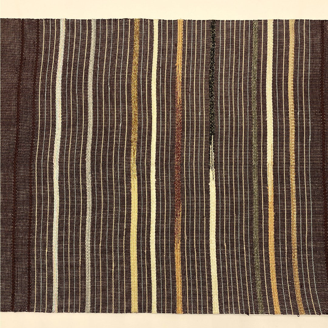 名古屋帯 横段模様 帯丈394cm 正絹 Aランク ポイント柄 カジュアル 茶系 1124000303314 松葉仕立て