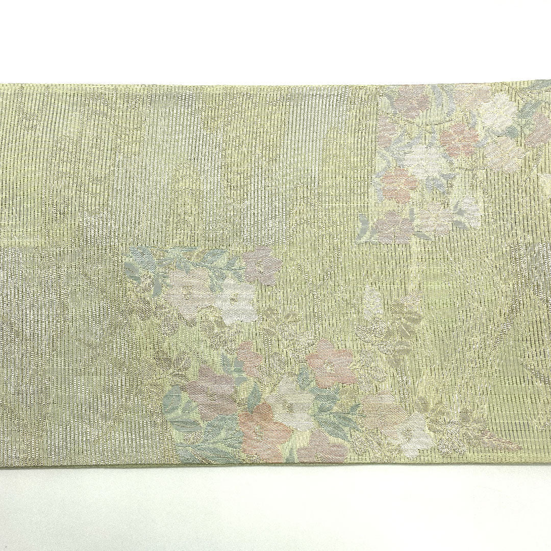 (未仕立)袋帯 西陣まいづる 絽 夏帯 秋草 帯丈442cm 正絹 Sランク 六通 フォーマル 緑系 1123002392319