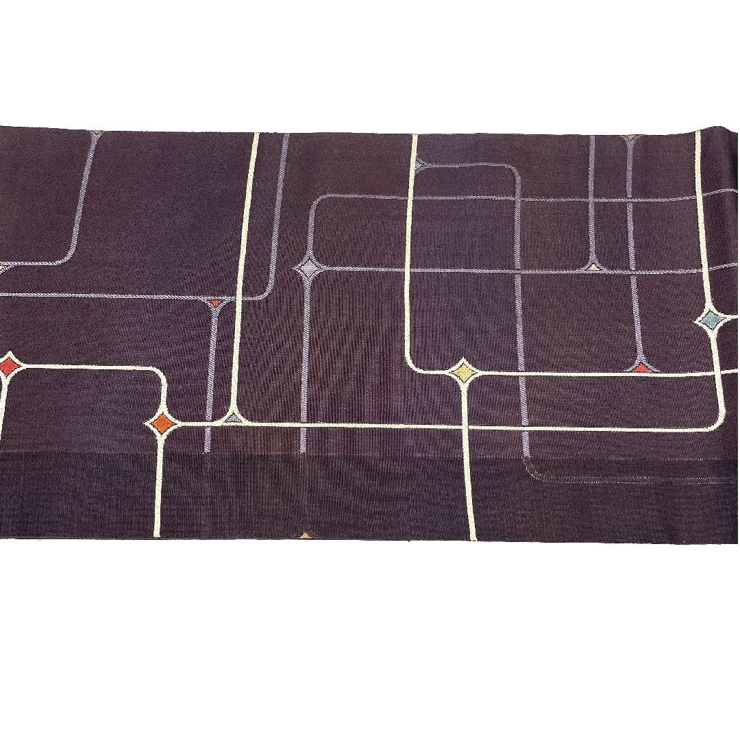 袋帯 抽象模様 帯丈436cm 正絹 Sランク 六通 カジュアル 紫系 1123001482320