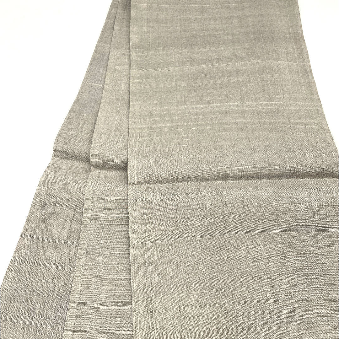 (未仕立)袋帯 未仕立 本まわた 花柄 抽象鳥 帯丈453cm 正絹 Sランク ポイント柄 カジュアル グレー系 1123001712422