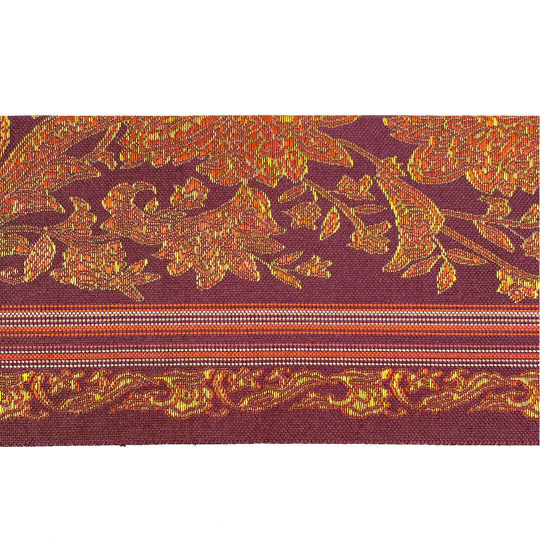 名古屋帯 更紗模様 帯丈359cm 正絹 Sランク 六通 カジュアル 紫系 1124001182320 名古屋仕立て