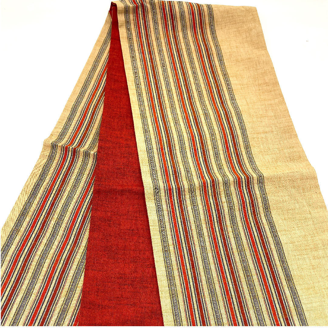 (未仕立)名古屋帯 縞模様 帯丈352cm 正絹 Sランク 全通 カジュアル 茶系 1124001132314 開き仕立て