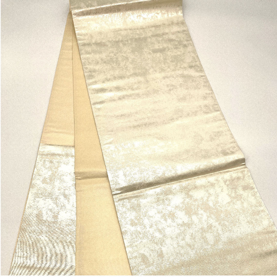 袋帯 菱 吉祥文様 鶴 帯丈432cm 正絹 Aランク ポイント柄 フォーマル 白系 1123002413311