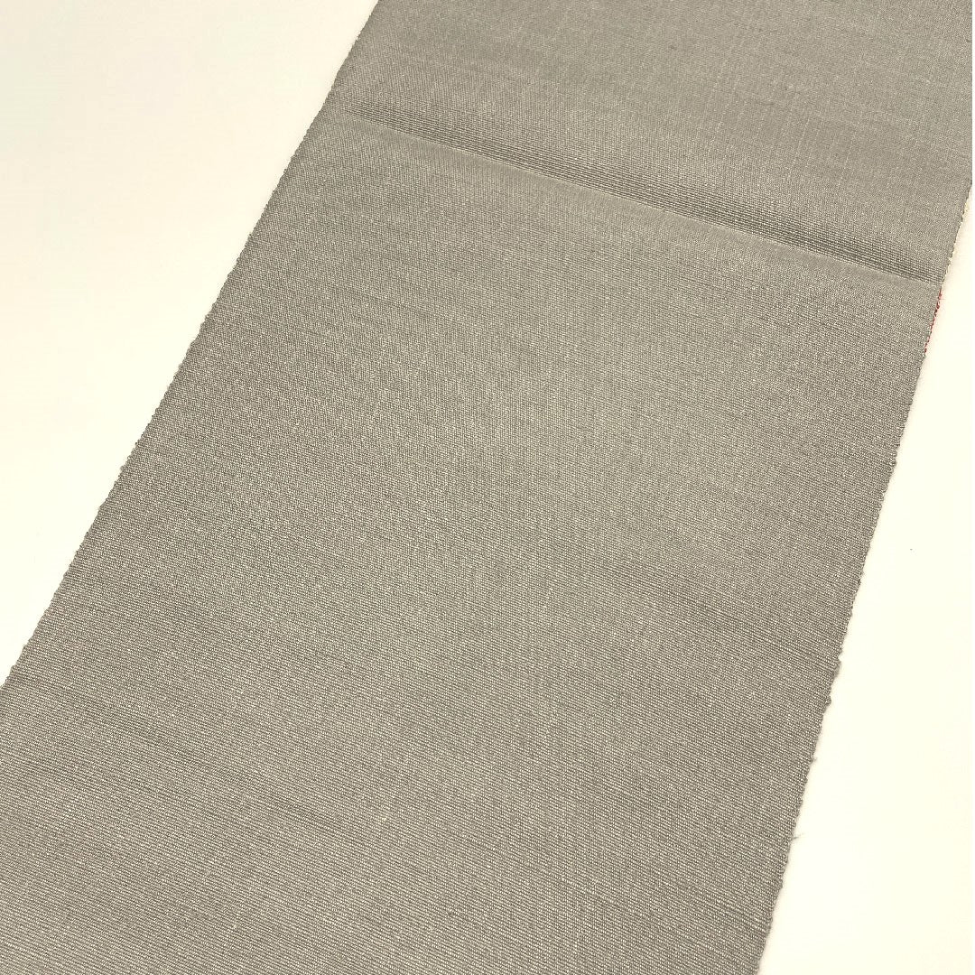 名古屋帯 手織り紬 抽象模様 帯丈377cm 正絹 Sランク ポイント柄 カジュアル グレー系 1124000292322 松葉仕立て