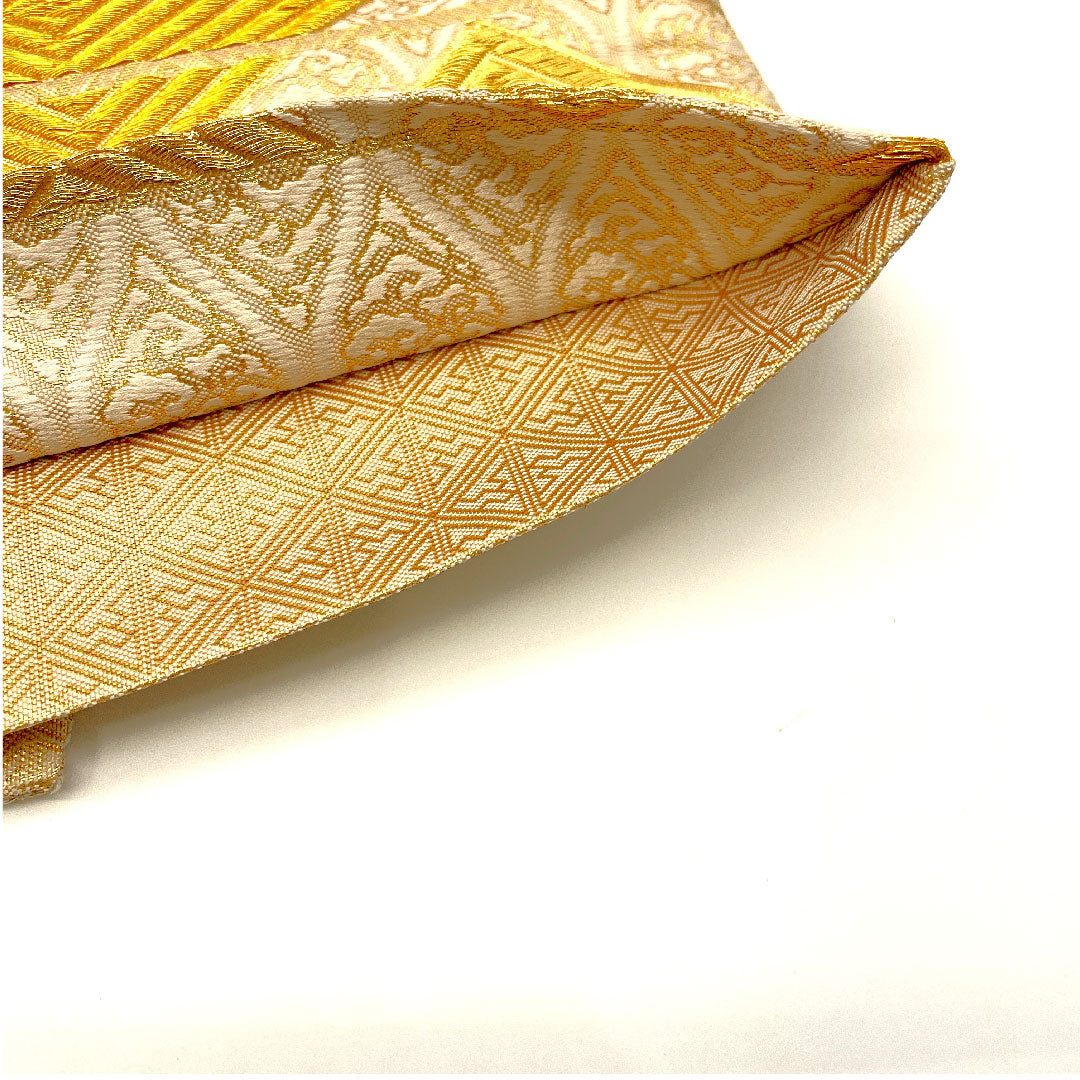 袋帯 菱 立涌 帯丈432cm 正絹 Sランク 六通 フォーマル 金系 1123002272321