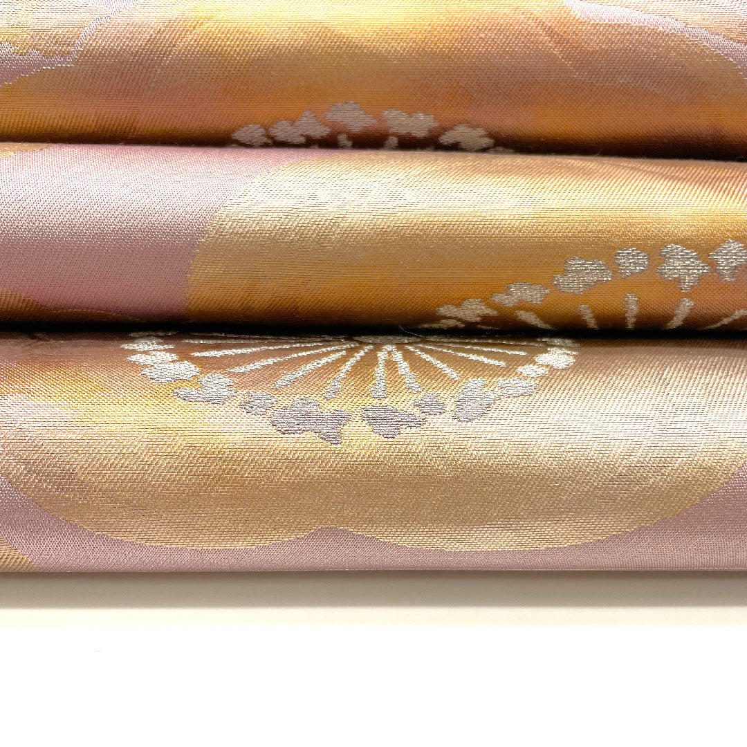 袋帯 梅 焼箔 帯丈429cm 正絹 Sランク 六通 セミフォーマル 紫系 1123002332320